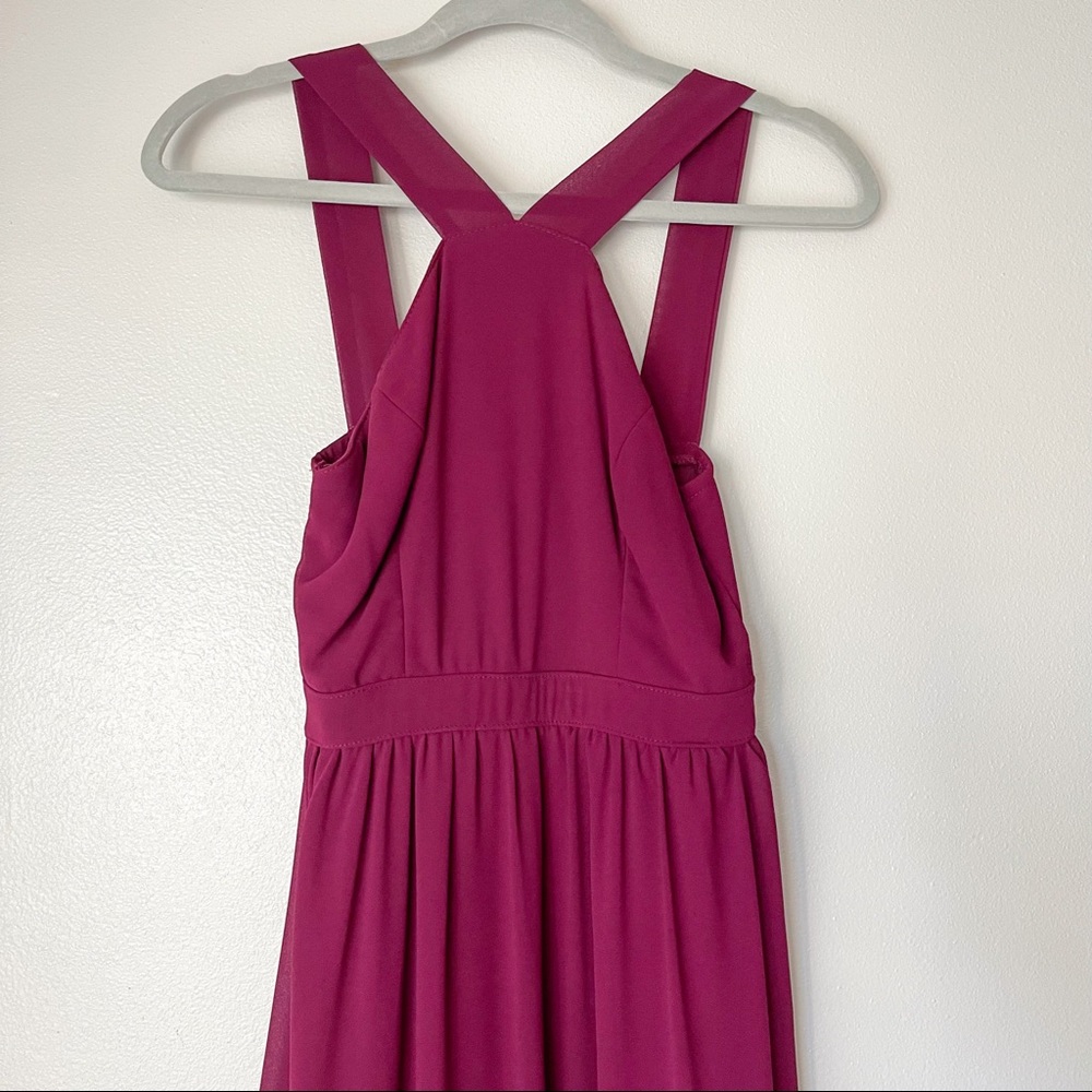 Lulu’s Air of Romance Maxi Burgundy Dress Sleeveless Halter Size XS
